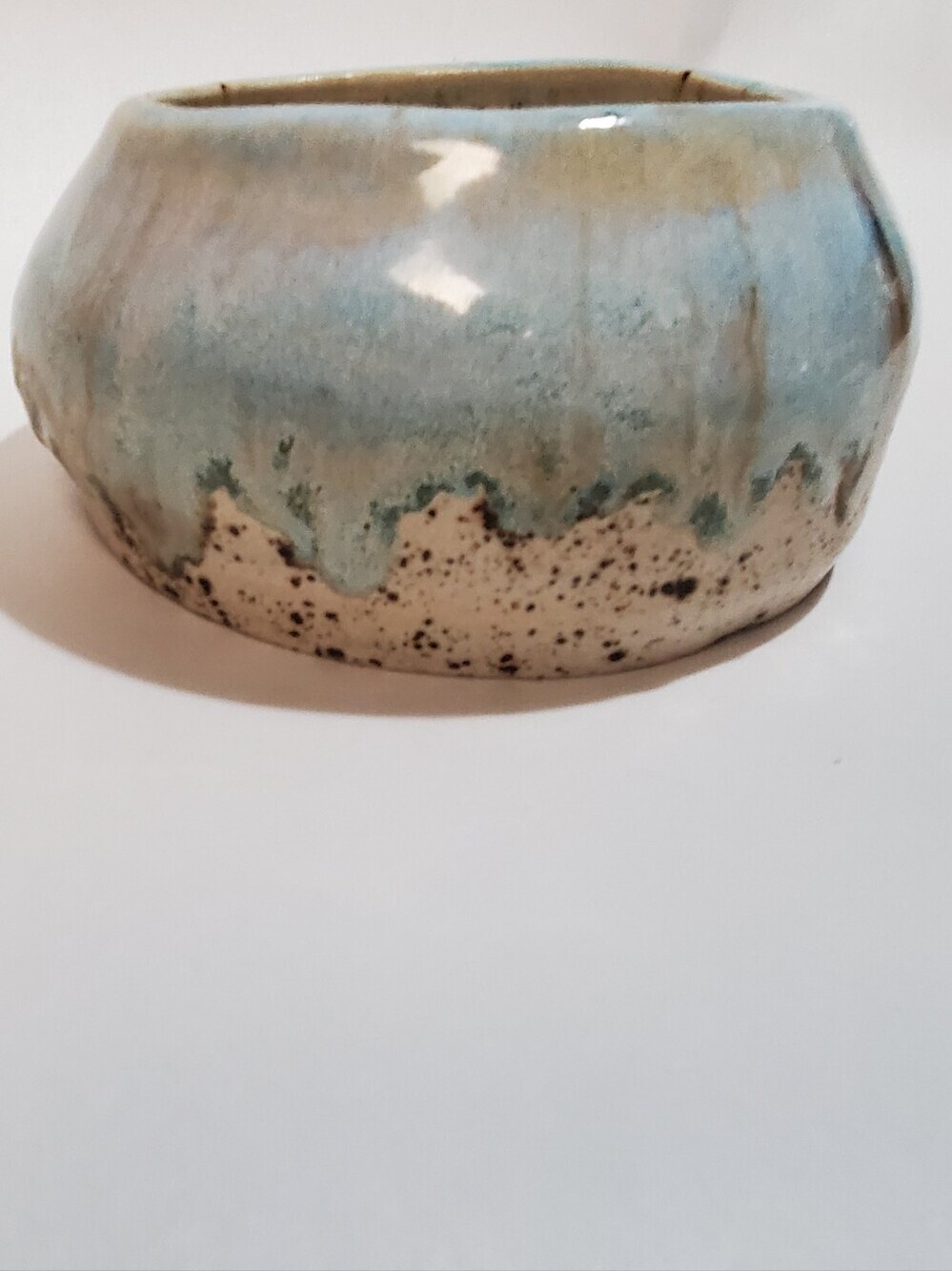 Ceramic Bowl Catch All. Pottrey Glazed. Signed. Coastal Blue Winterwood.